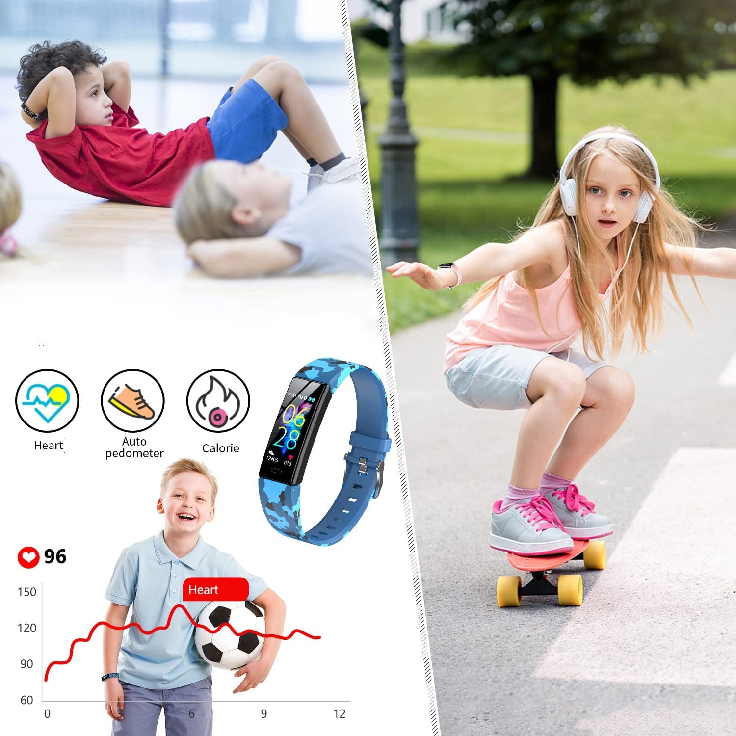 Exciting Kids Fitness Tracker Watch - IP68 Waterproof Smartwatch with 11 Sport Modes, Pedometer, and Heart Rate Monitor for Ages 6-16