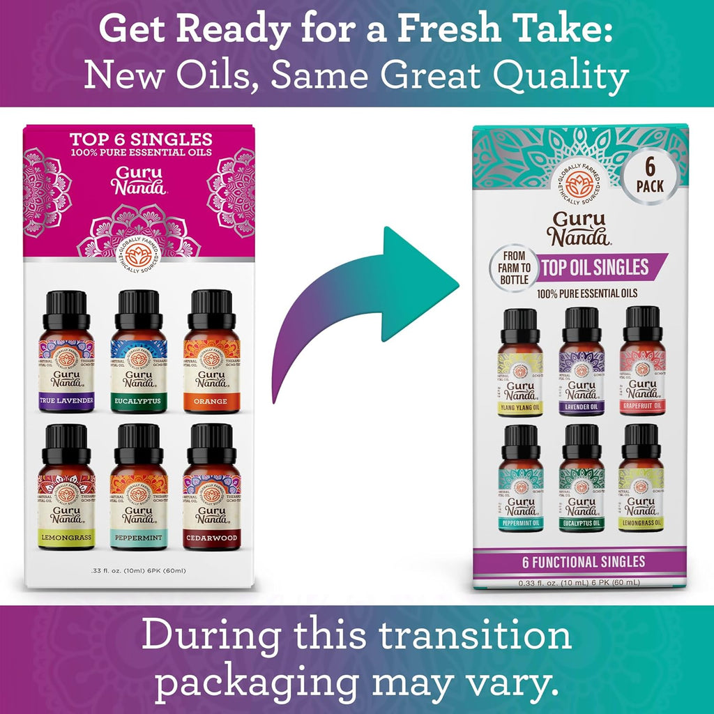 Essential Oils Set – 6 Pack (10Ml Each), Lavender, Peppermint, Eucalyptus, Lemongrass, Grapefruit & Ylang Ylang, 100% Natural Aromatherapy Oils for Diffuser, Massage & DIY Candle Making