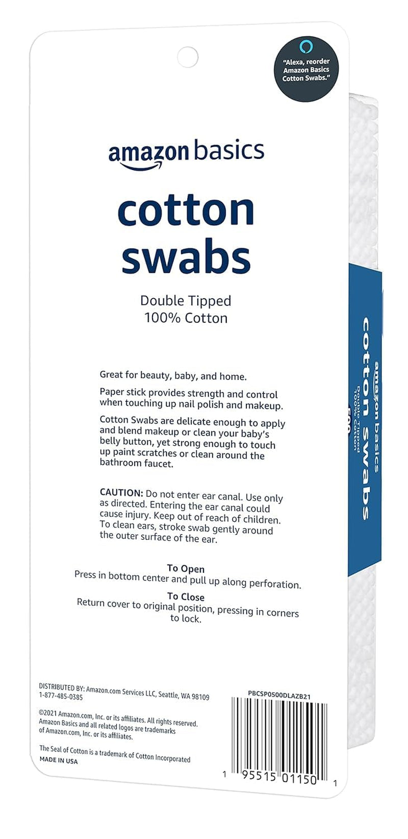 Double-Tipped Cotton Swabs for Personal Hygiene and Baby Care, Cotton, Versatile, Baby Safe, 500 Count