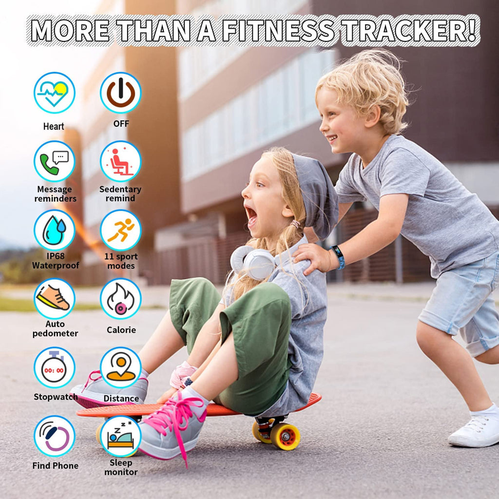 Exciting Kids Fitness Tracker Watch - IP68 Waterproof Smartwatch with 11 Sport Modes, Pedometer, and Heart Rate Monitor for Ages 6-16
