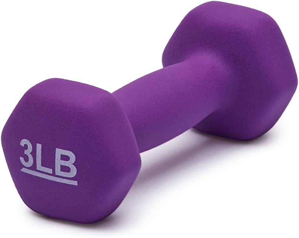 Elevate Your Workouts with Our 3 Pound Neoprene Dumbbell Hand Weights - Set of 2 in Vibrant Purple