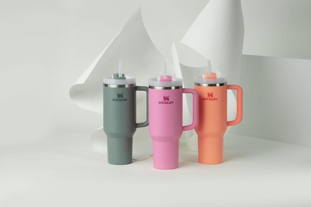 Stay Hydrated in Style with the Quencher H2.0 Tumbler - 40 Oz Insulated Stainless Steel Cup with Floral Design, Handle, and Straw