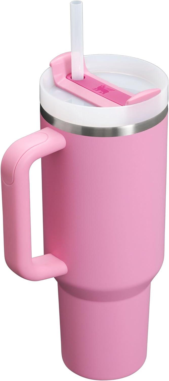Stay Hydrated in Style with the Quencher H2.0 Tumbler - 40 Oz Insulated Stainless Steel Cup with Floral Design, Handle, and Straw
