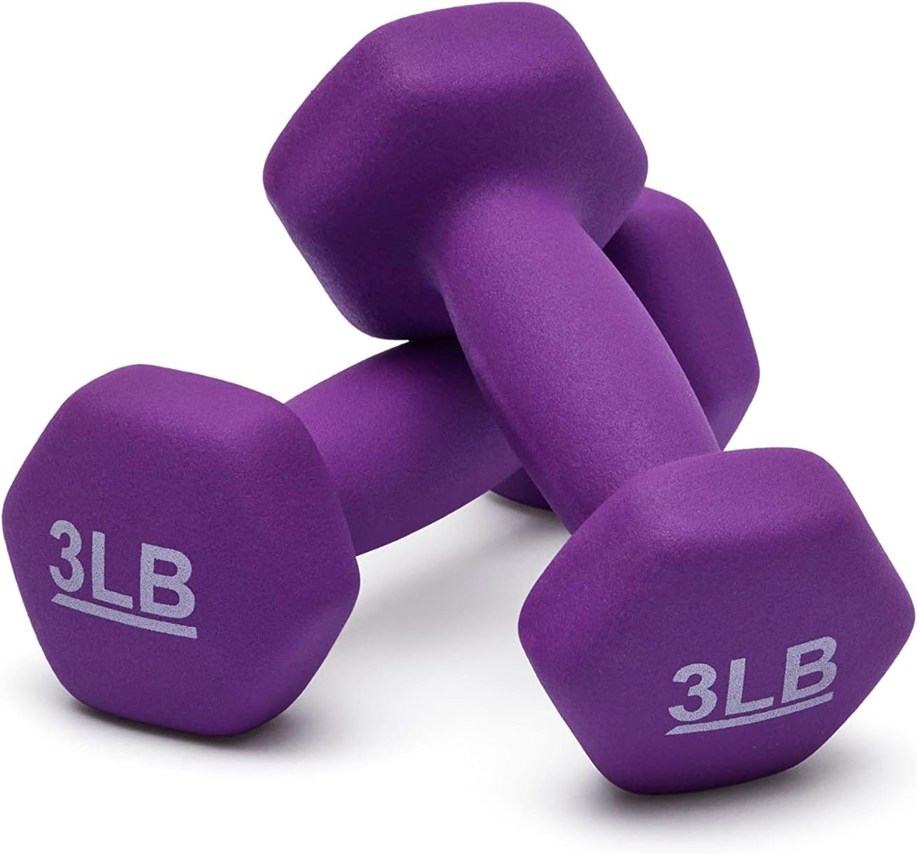 Elevate Your Workouts with Our 3 Pound Neoprene Dumbbell Hand Weights - Set of 2 in Vibrant Purple