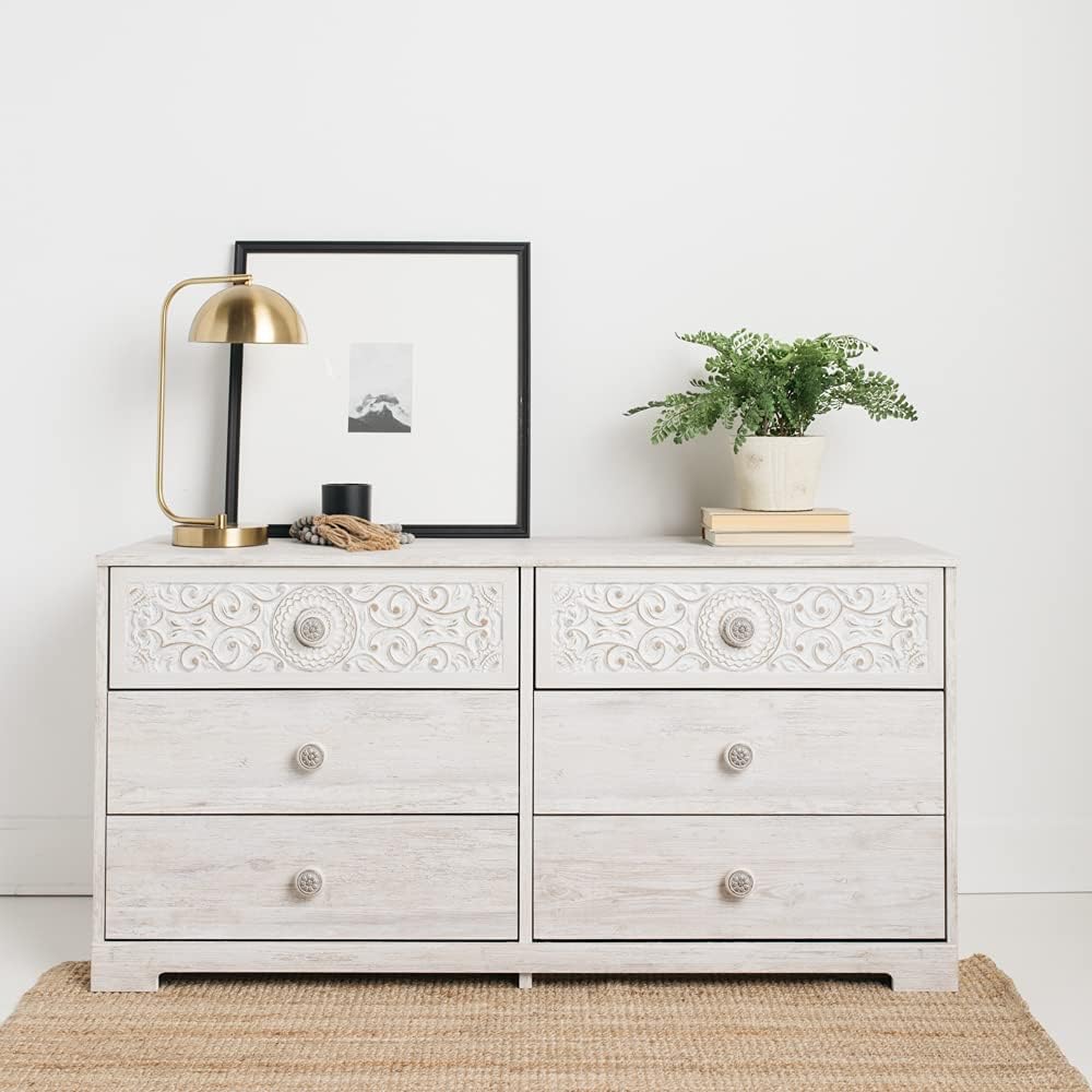 Elevate Your Bedroom with the Signature Design by Ashley Paxberry Boho Dresser in Chic Whitewash Finish