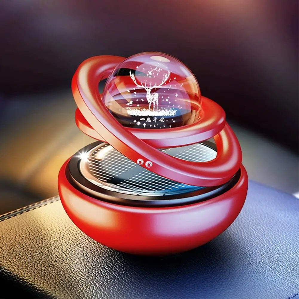 Solar Car Air Freshener Rotating Aromatherapy Diffusing Car Interior Air Freshener Perfume Fragrance Mist without Tablet ﻿