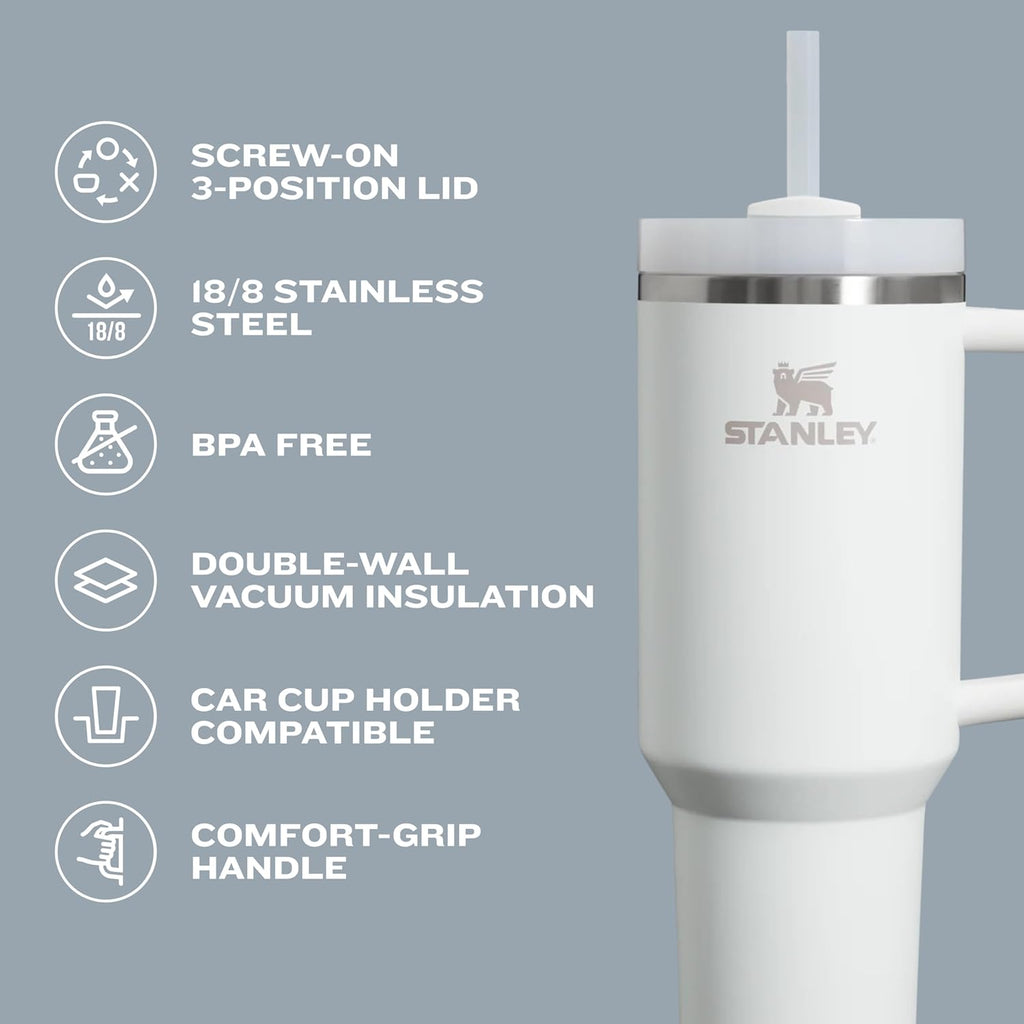 Stay Hydrated in Style with the Quencher H2.0 Tumbler - 40 Oz Insulated Stainless Steel Cup with Floral Design, Handle, and Straw