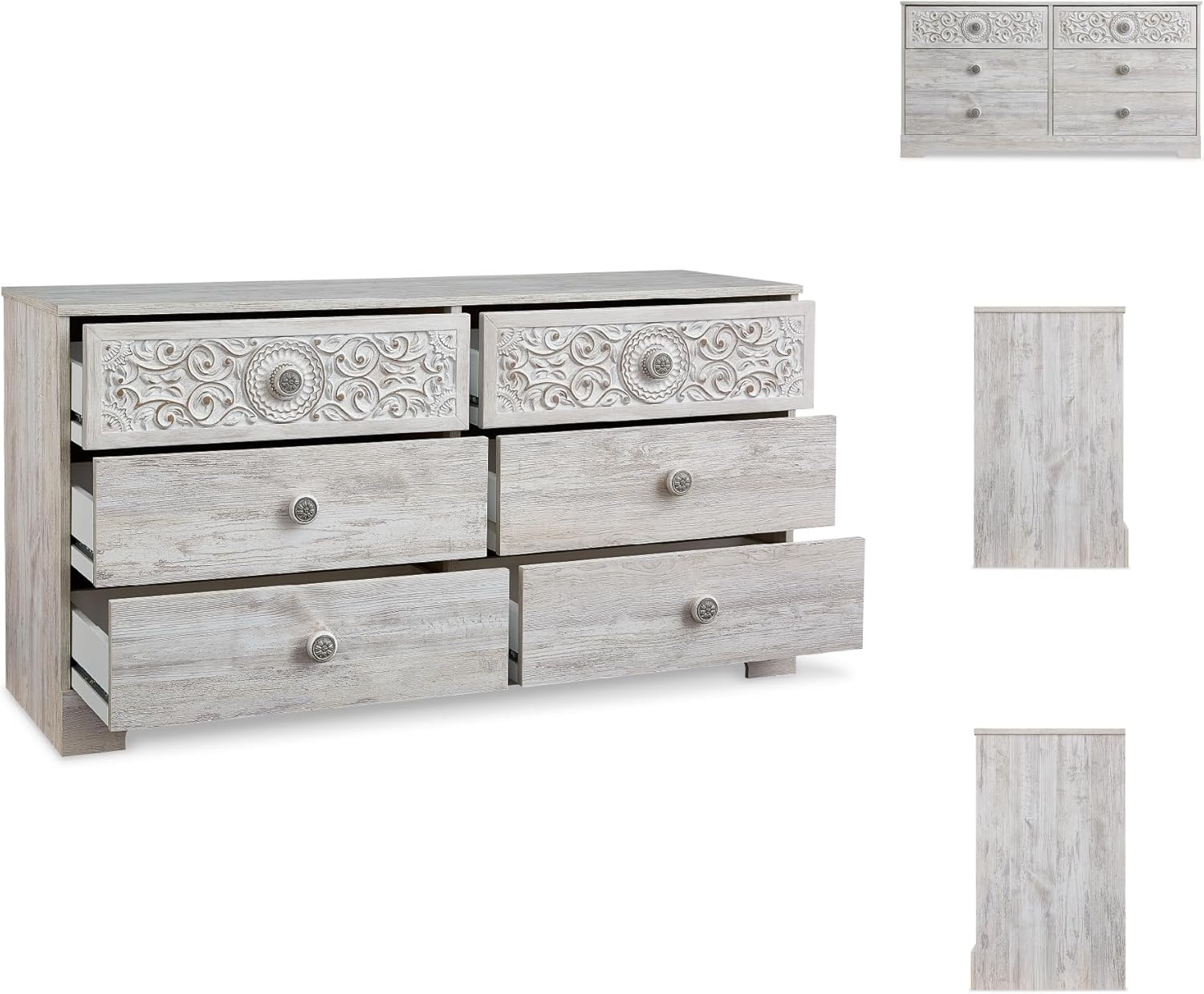 Elevate Your Bedroom with the Signature Design by Ashley Paxberry Boho Dresser in Chic Whitewash Finish