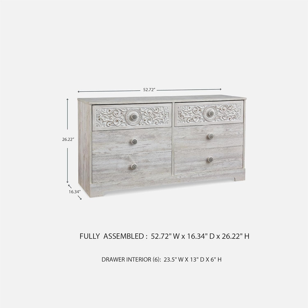 Elevate Your Bedroom with the Signature Design by Ashley Paxberry Boho Dresser in Chic Whitewash Finish