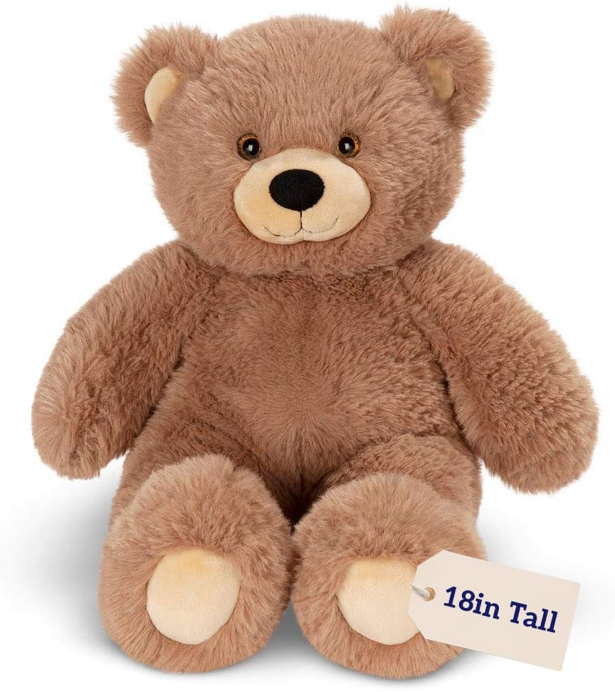 Brown Teddy Bear Stuffed Animal - Cuddly Cozy Bear Plush, Hand-Stitched in Vermont - 18 Inch - Romantic Gift for Kids & Adults - Oh so Soft Collection