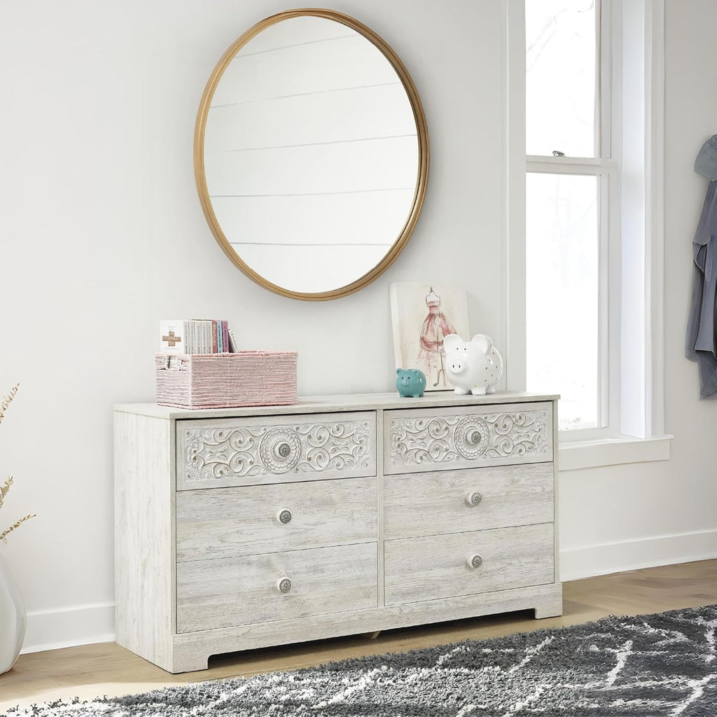 Elevate Your Bedroom with the Signature Design by Ashley Paxberry Boho Dresser in Chic Whitewash Finish