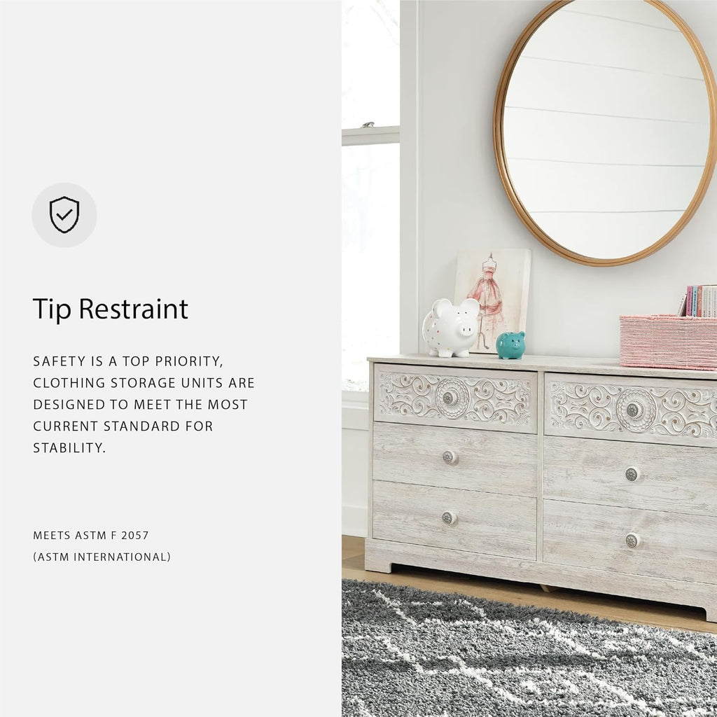 Elevate Your Bedroom with the Signature Design by Ashley Paxberry Boho Dresser in Chic Whitewash Finish