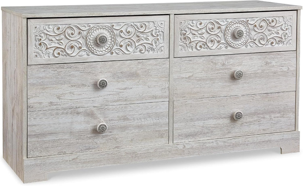 Elevate Your Bedroom with the Signature Design by Ashley Paxberry Boho Dresser in Chic Whitewash Finish