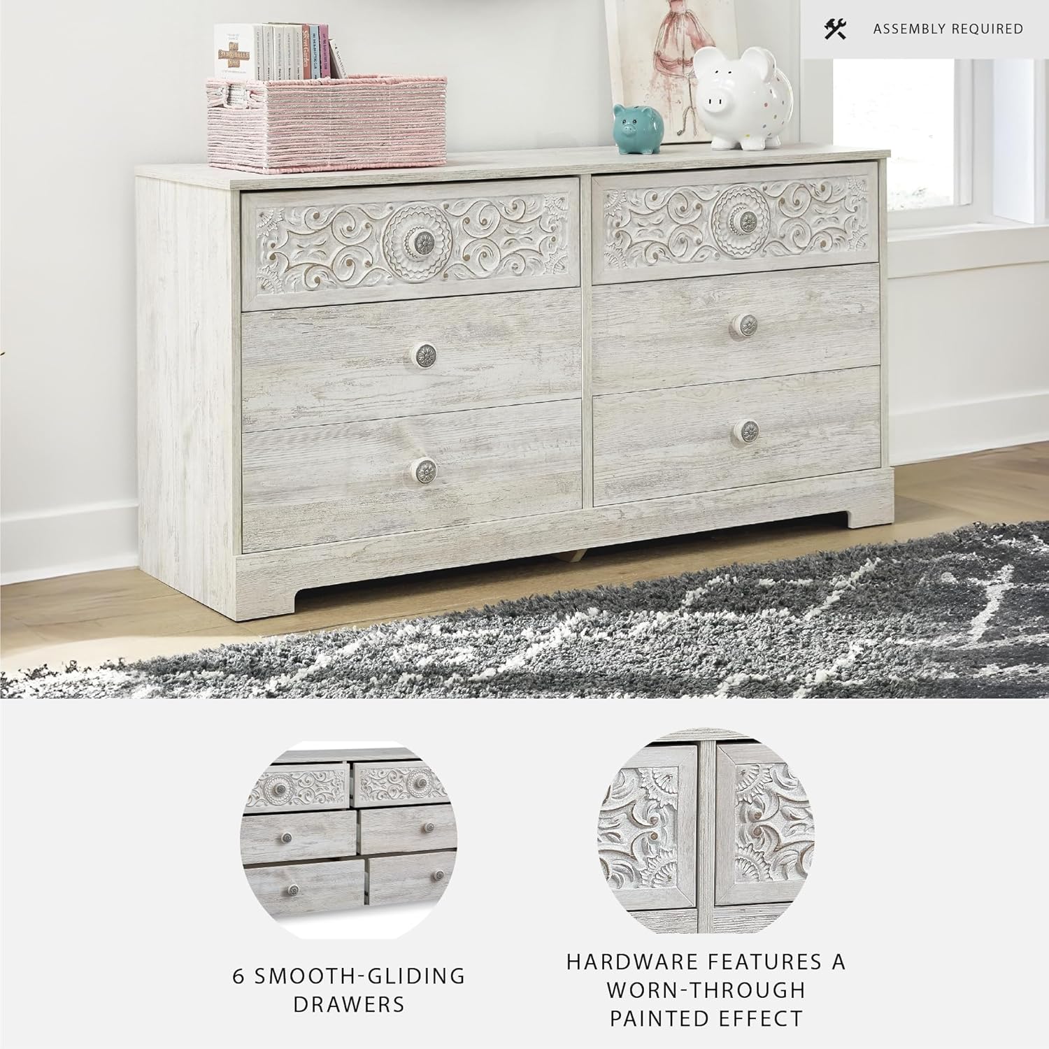 Elevate Your Bedroom with the Signature Design by Ashley Paxberry Boho Dresser in Chic Whitewash Finish