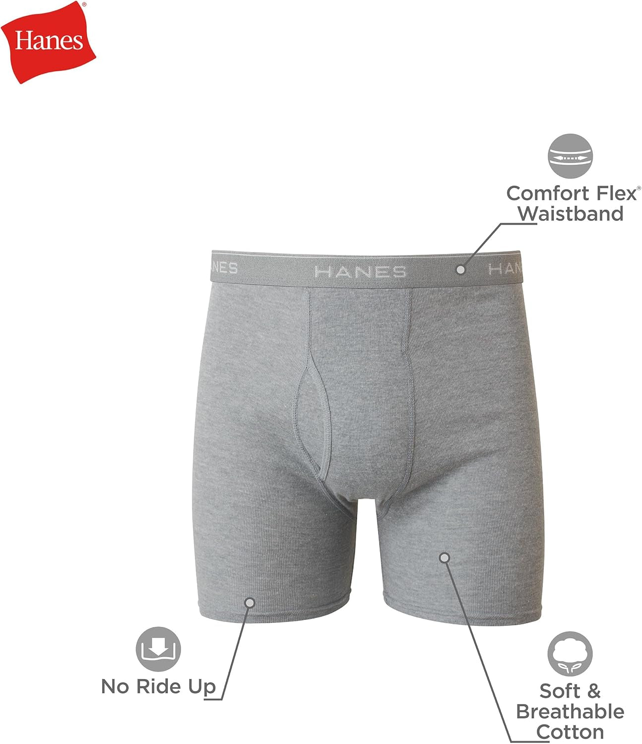 Mens Underwear Boxer Briefs Pack, Cool & Breathable Cotton Moisture-Wicking Underwear for Men, No Ride Up