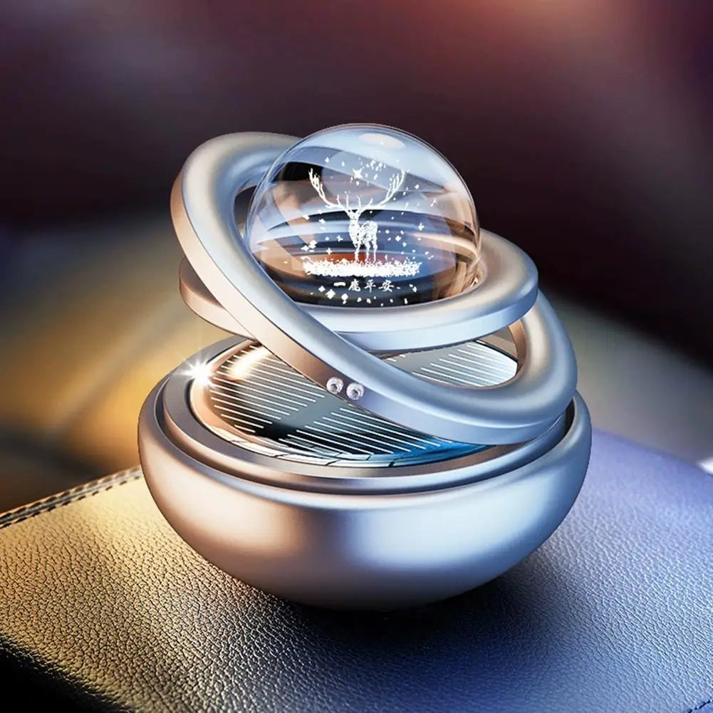 Solar Car Air Freshener Rotating Aromatherapy Diffusing Car Interior Air Freshener Perfume Fragrance Mist without Tablet ﻿