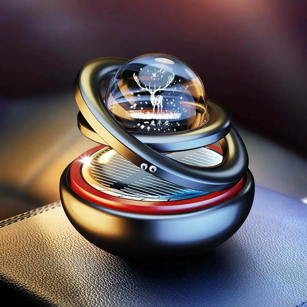 Solar Car Air Freshener Rotating Aromatherapy Diffusing Car Interior Air Freshener Perfume Fragrance Mist without Tablet ﻿