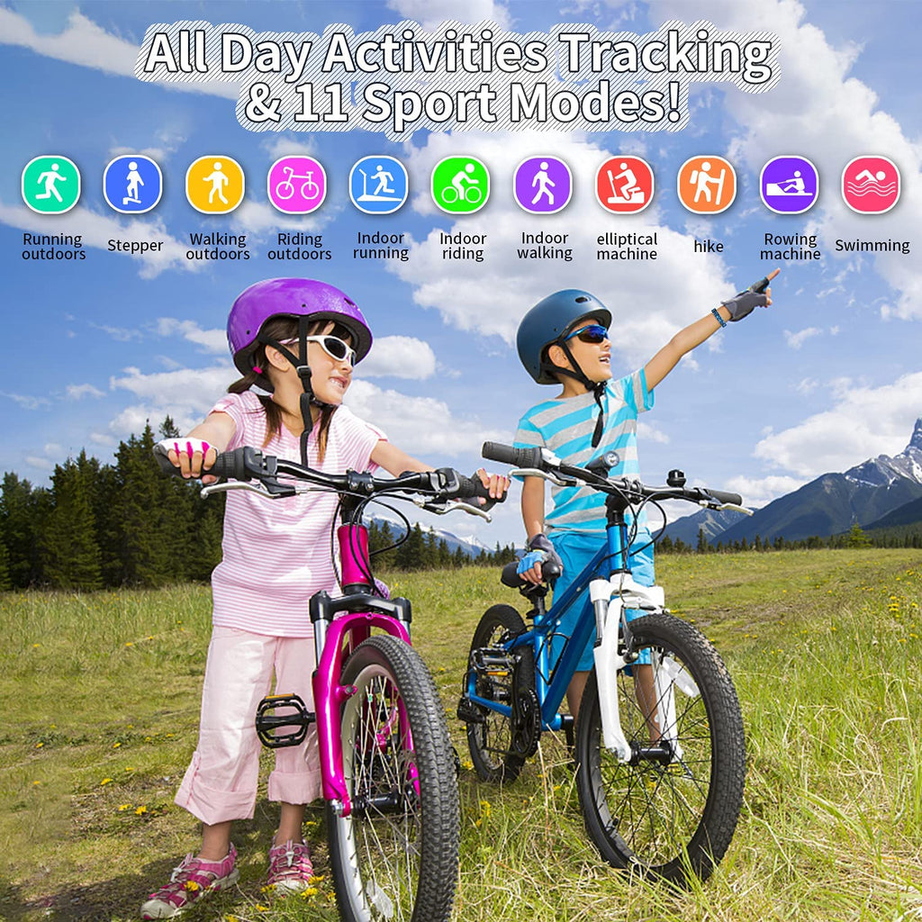 Exciting Kids Fitness Tracker Watch - IP68 Waterproof Smartwatch with 11 Sport Modes, Pedometer, and Heart Rate Monitor for Ages 6-16