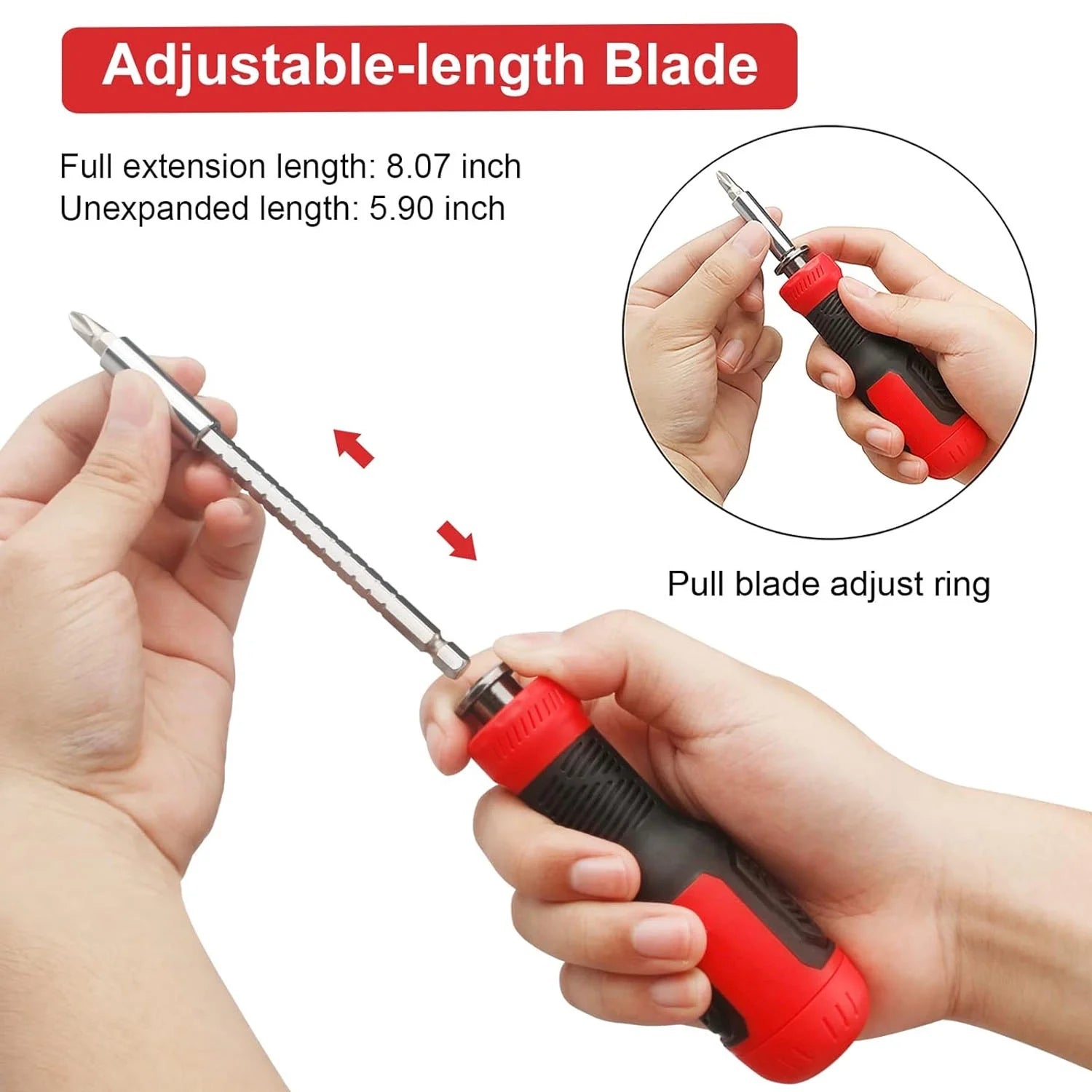 Multi Screwdriver 13-In-1 Screw Driver Adjustable Screwdriver Set Multitool All in One with Torx Security, Flat Head, Phillips, Hex, Square and 1/4 Nut Driver